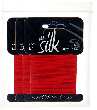 Silk Bead Thread - Size D - 28 yard - Red