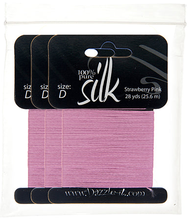 Silk Bead Thread - Size D - 28 yard - Strawberry Pink