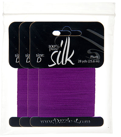 Silk Bead Thread - Size D - 28 yard - Plum