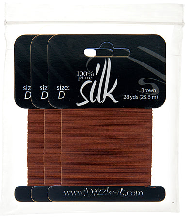 Silk Bead Thread - Size D - 28 yard - Brown