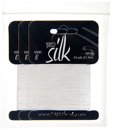 Silk Bead Thread - Size E - 24 yard - White
