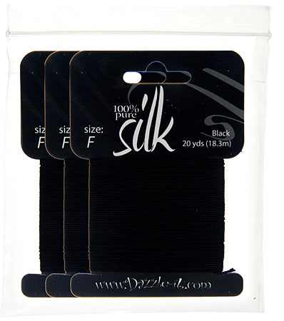 Silk Bead Thread - Size F - 20 yard - Black