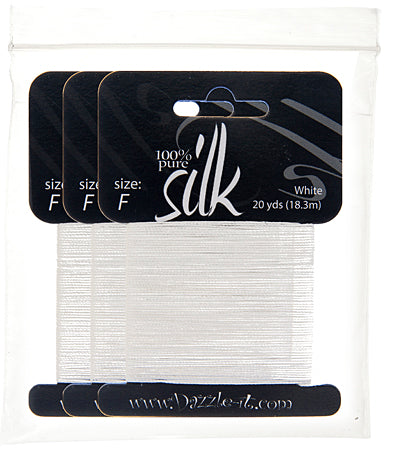 Silk Bead Thread - Size F - 20 yard - White