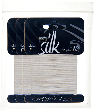 Silk Bead Thread - Size F - 20 yard - Ecru