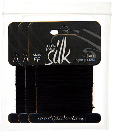 Silk Bead Thread - Size FF - 16 yards - Black