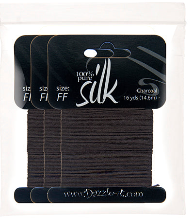 Silk Bead Thread - Size FF - 16 yard - Charcoal