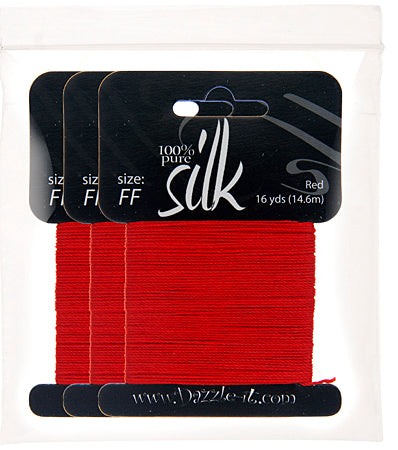 Silk Bead Thread - Size FF - 16 yard - Red