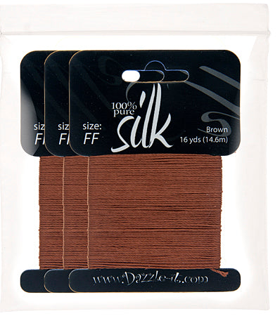 Silk Bead Thread - Size FF - 16 yard - Brown