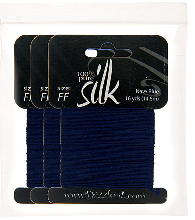 Silk Bead Thread - Size FF - 16 yard - Navy Blue