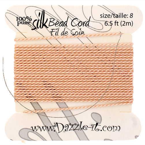 Silk Bead Thread with Needle - Size 8 - 2 meter- Light Pink/Rose