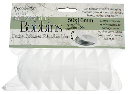 Mini Reusable Bobbins, 50x16mm 8pcs/Header String Material Holder.