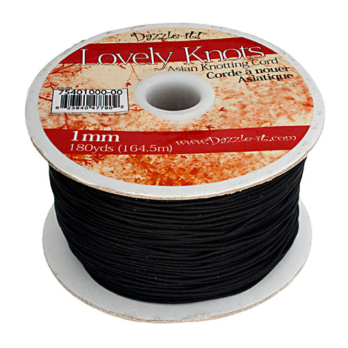 Lovely Knots, Asian Knotting Cord, Black, 1mm, ~ 180 yards