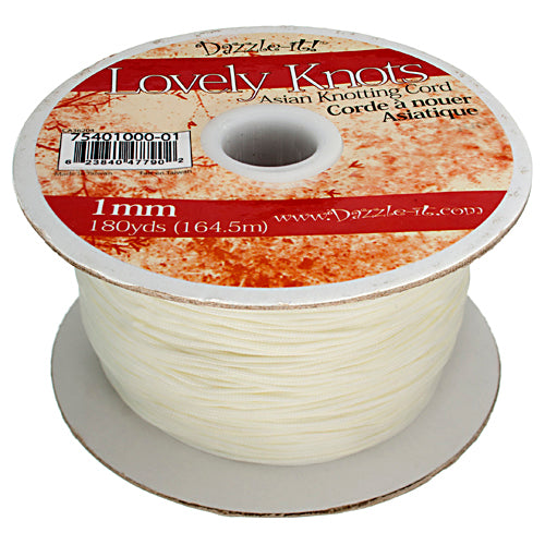 Lovely Knots, Asian Knotting Cord, White, 1mm, ~ 180 yards
