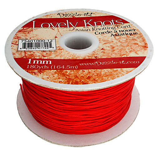 Lovely Knots, Asian Knotting Cord, Red, 1mm, ~ 180 yards