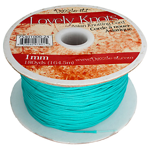 Lovely Knots, Asian Knotting Cord, Aqua Blue, 1mm, ~ 180 yards