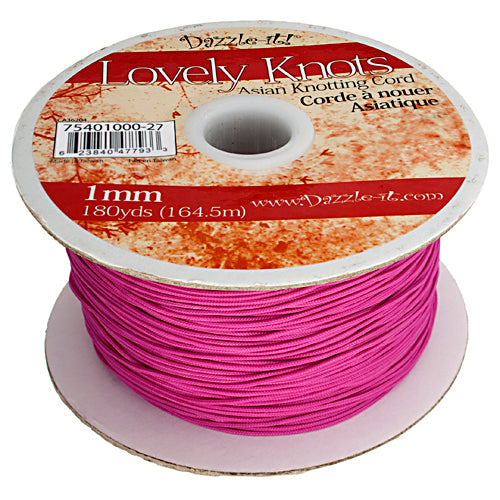 Lovely Knots, Asian Knotting Cord, Strawberry Pink, 1mm, ~ 180 yards