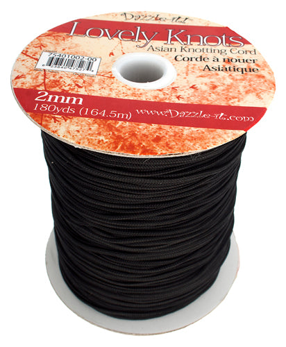 Lovely Knots, Asian Knotting Cord, Black, 2mm, ~ 180 yards