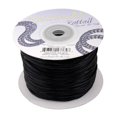 Rattail Cord 1mm Black.(100yd)