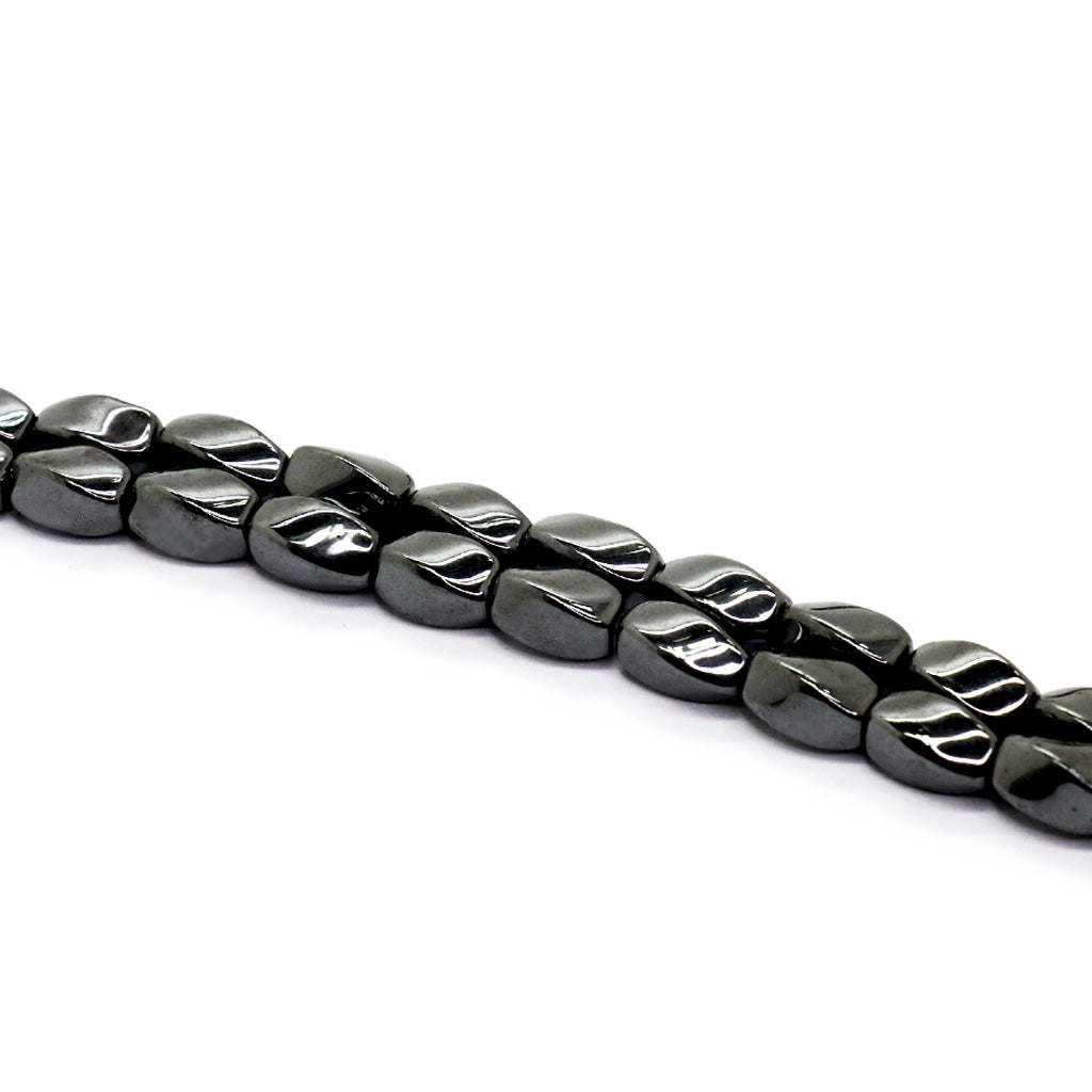 Hematite (Magnetic) Tube Twisted, Semi-Precious Stone, 12mm X 6mm, 32 pcs per strand