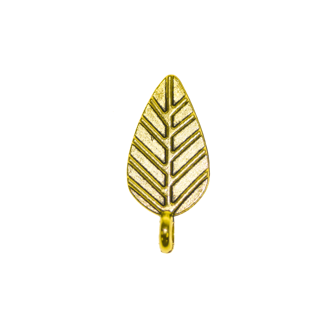Charms, Leaf, Gold, Alloy, 18.5mm x 8.5mm x 0.9mm, Sold Per pkg of 24