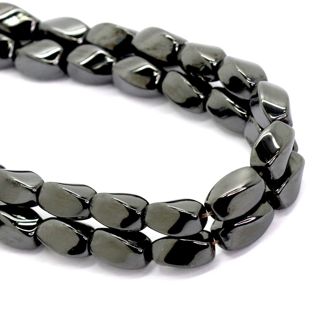Hematite (Magnetic) Tube Twisted, Semi-Precious Stone, 12mm X 6mm, 32 pcs per strand