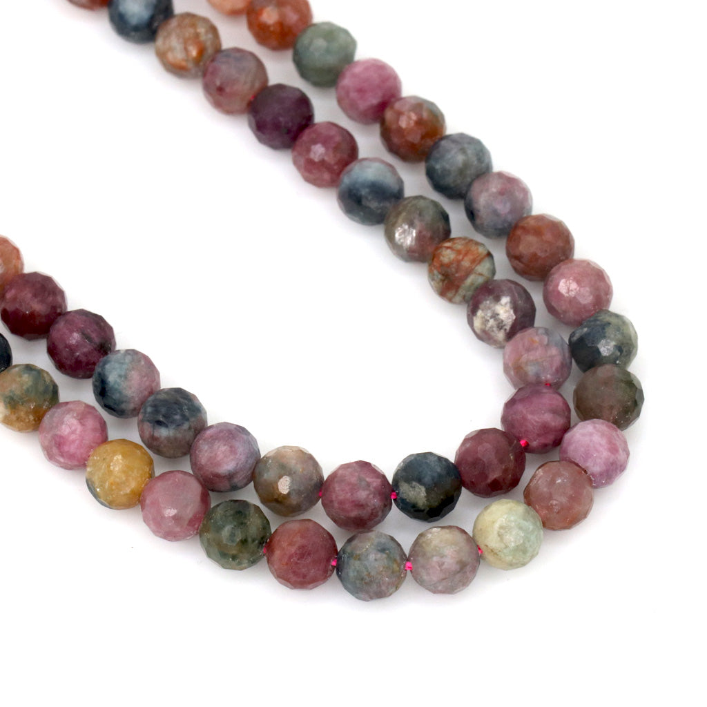 Faceted Tourmaline, Semi-Precious Stone, 6mm, Approx 65+ pcs per strand