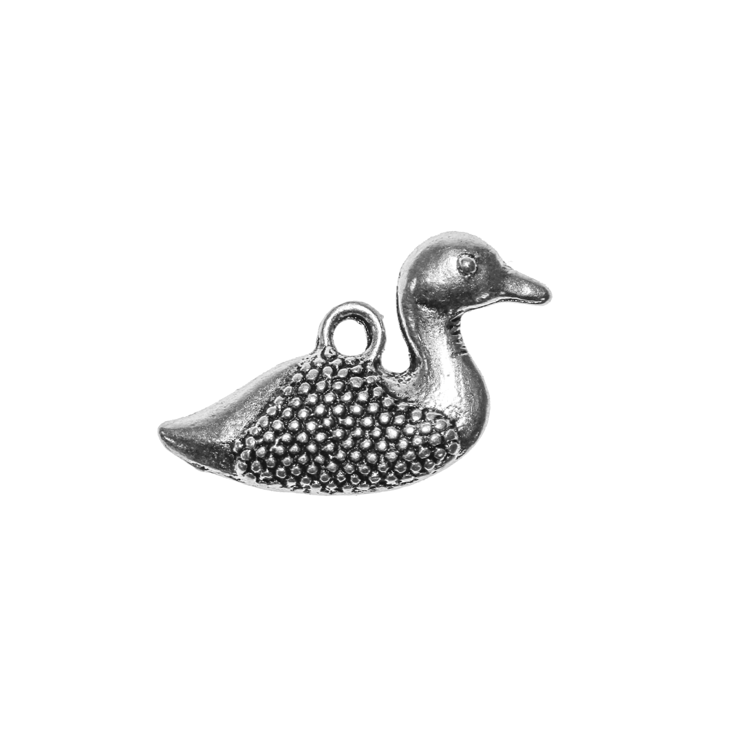 Charms, Loon, Silver, Alloy, 15mm x 25mm x 4mm, Sold Per pkg of 4