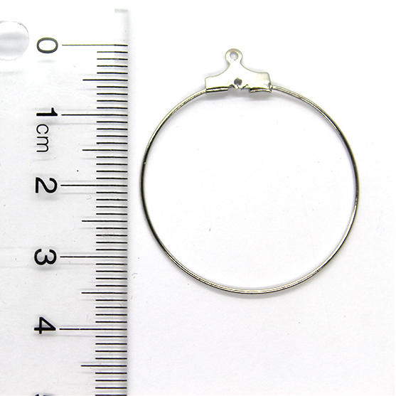 Earring Hoop, Silver, Alloy, 34mm x 30mm, Sold Per pkg of 6 pairs