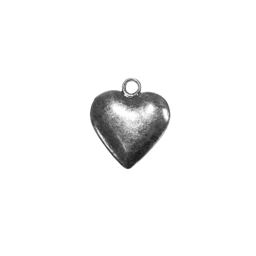 Charms, Heart, Silver, Alloy, 16mm x 14mm, Sold Per pkg of 8