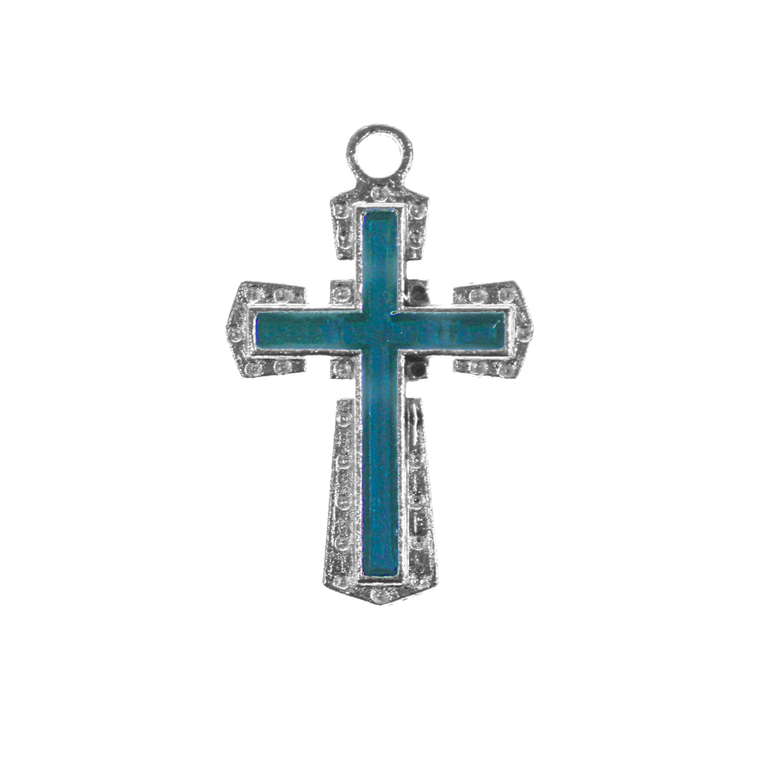 Pendant, Cross, Silver, Alloy, 31mm x 20mm,  Sold Per pkg of 4, Available in Multiple Colours
