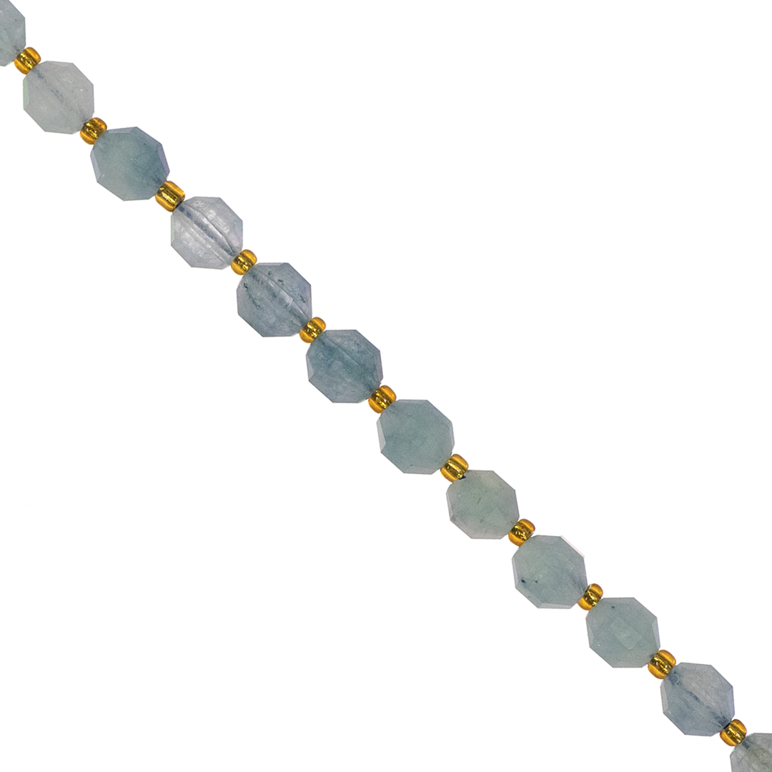 Faceted Hexagon Gemstones With Gold Spacer Bead, 8mm, Available in Various Gemstones