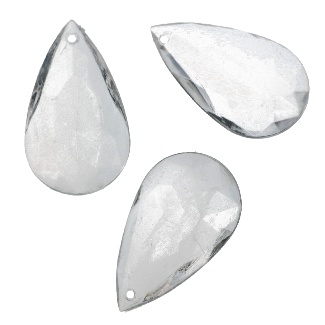 Clear Plastic Beads, Tear drop, 47mm x 28mm x 11mm, Sold Per pkg of 23