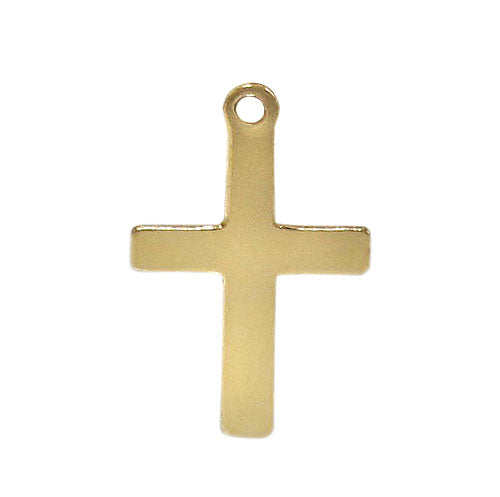 Charm, Flat Cross, 14K Gold Filled, 16mmL x 10mmW, Sold Per pkg of 1