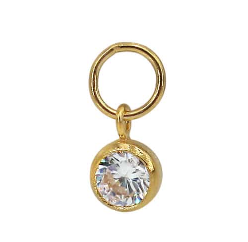 Charm, Cubic Zirconia Round Charm, 14K Gold Filled, 4mm  - 1pc