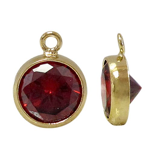Charm, Bezel Drop Charm, 14K Gold Filled, Available in White and Red Cubic Zirconia - 1pc