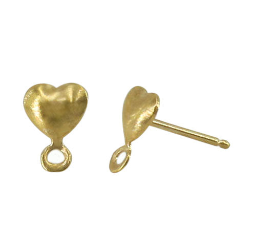 Earring, 14K Gold Filled, Heart Post Earring with Ring, 5mm, 1 pair