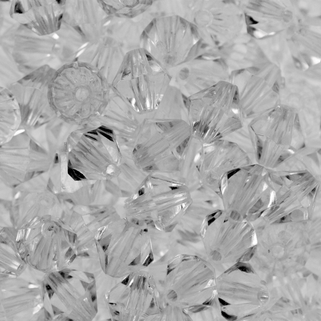 Clear Plastic Bicone Beads Available in Various Sizes