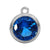 Charms, Birthstone, Sterling silver with rhodium, 6mm with 1mm loop - 1 pc