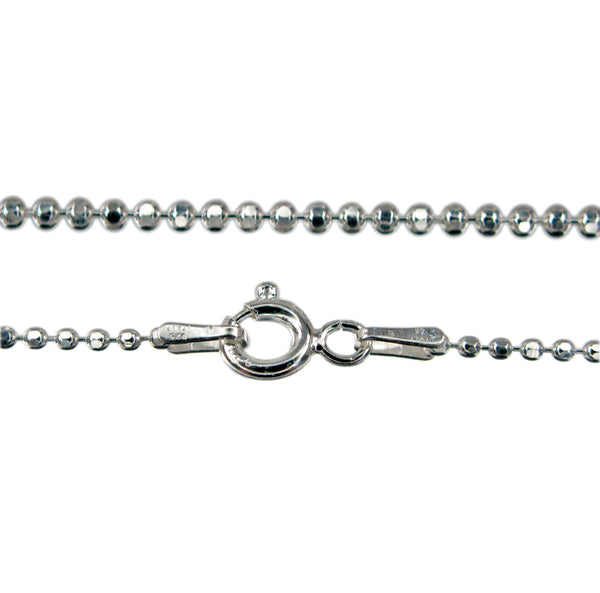 Chain, Diamond Cut Bead, Sterling Silver, Available in Multiple Sizes,  1pc