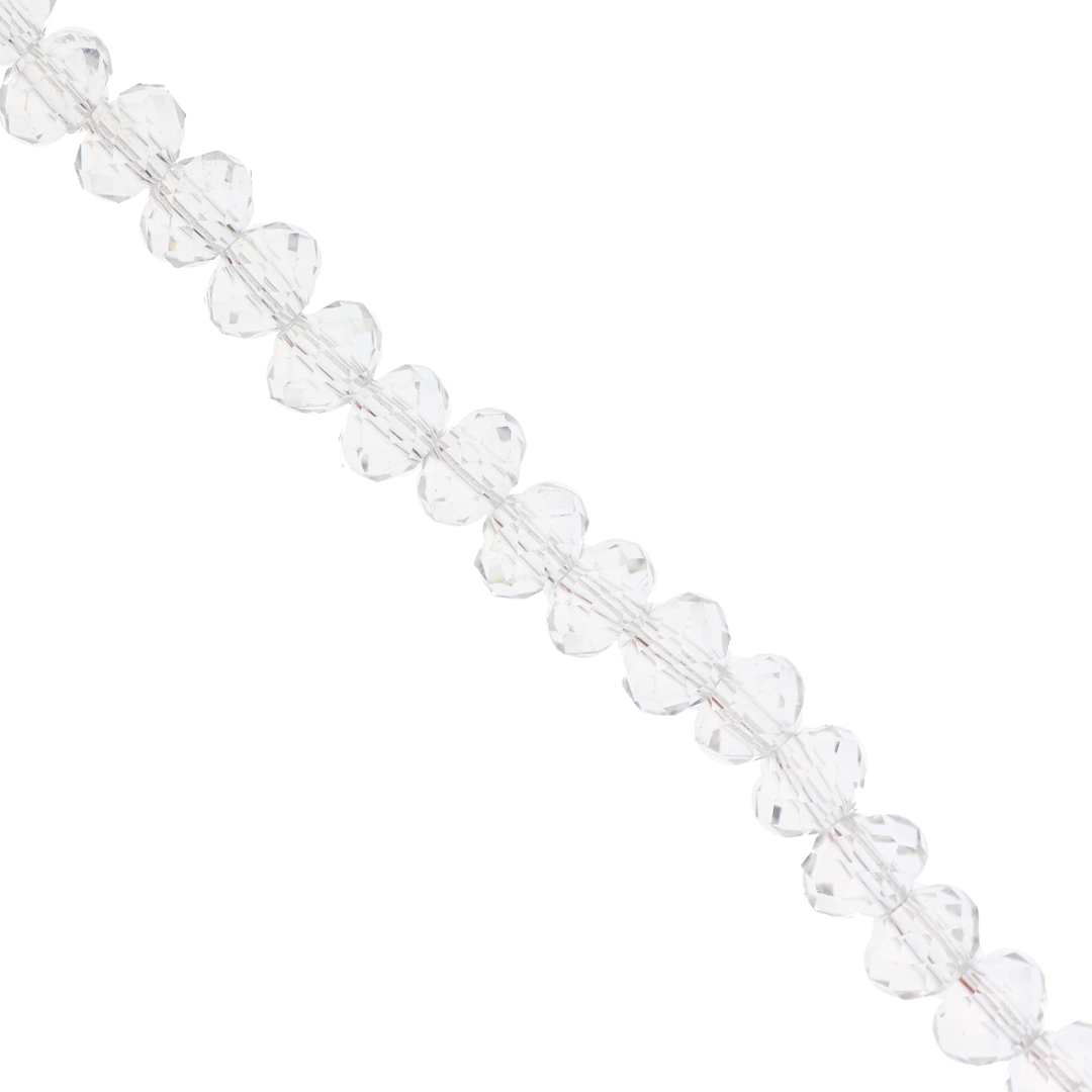 Glass Crystal Beads, Rondelle, Crystal, 6mm x 4mm, Approx 85 pcs per strand