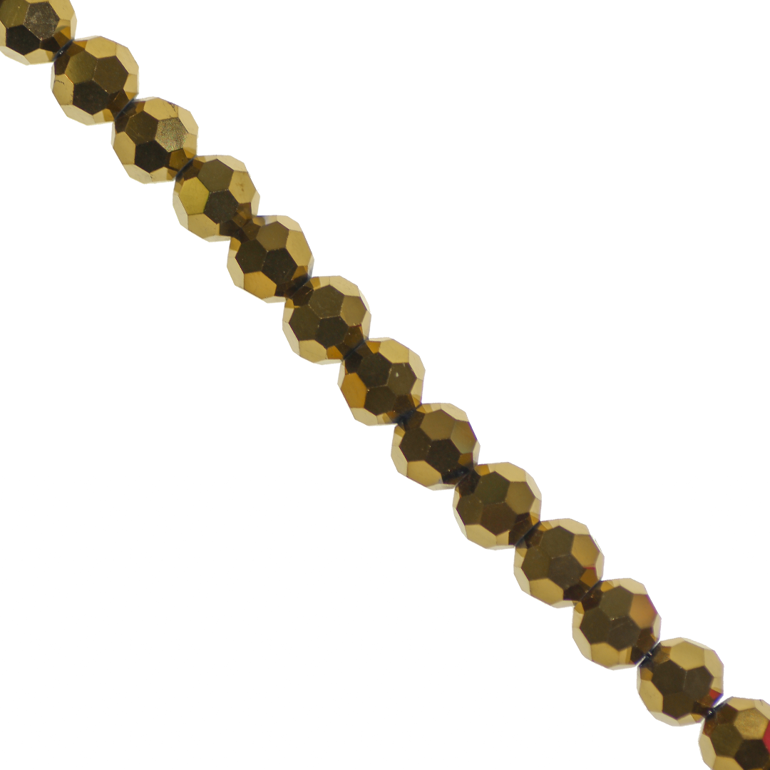 Glass Crystal Beads, Round, Faceted, 6mm, Approx 90 pcs per strand, Available in Multiple Colours