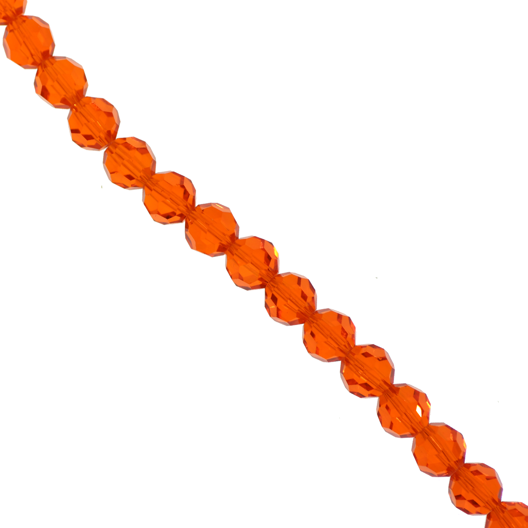 Glass Crystal Beads, Round, Orange, 4mm x 3mm, Approx 95+ pcs per strand