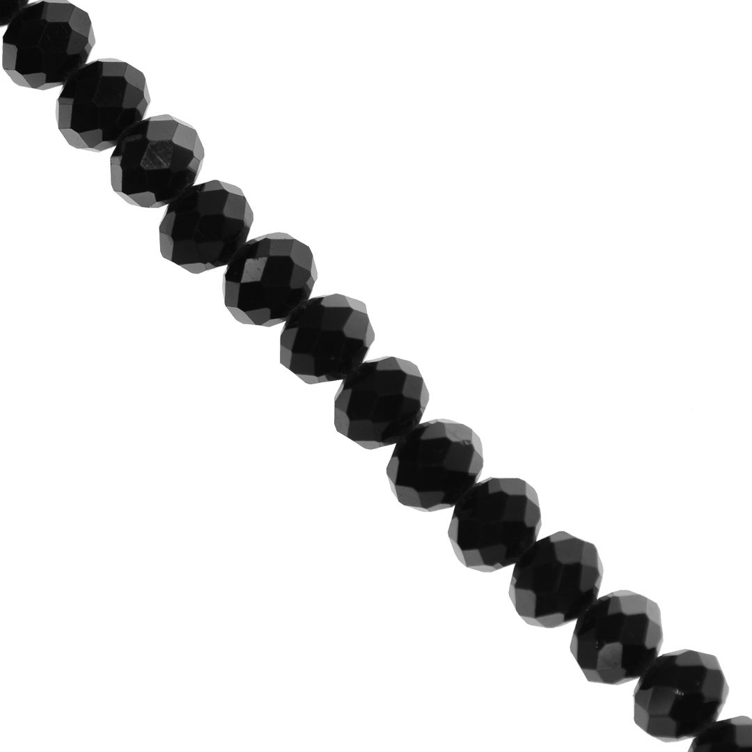 Glass Crystal, Rondelle, Black Opaque, 6mm x 4mm, Approx 85 pcs per strand