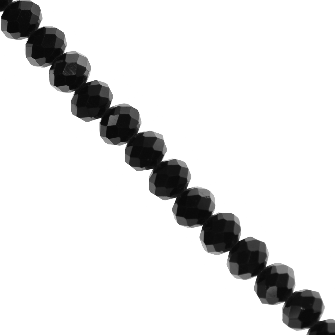 Glass Crystal, Black Rondelle ,12mm X 9mm, 65 pcs per strand