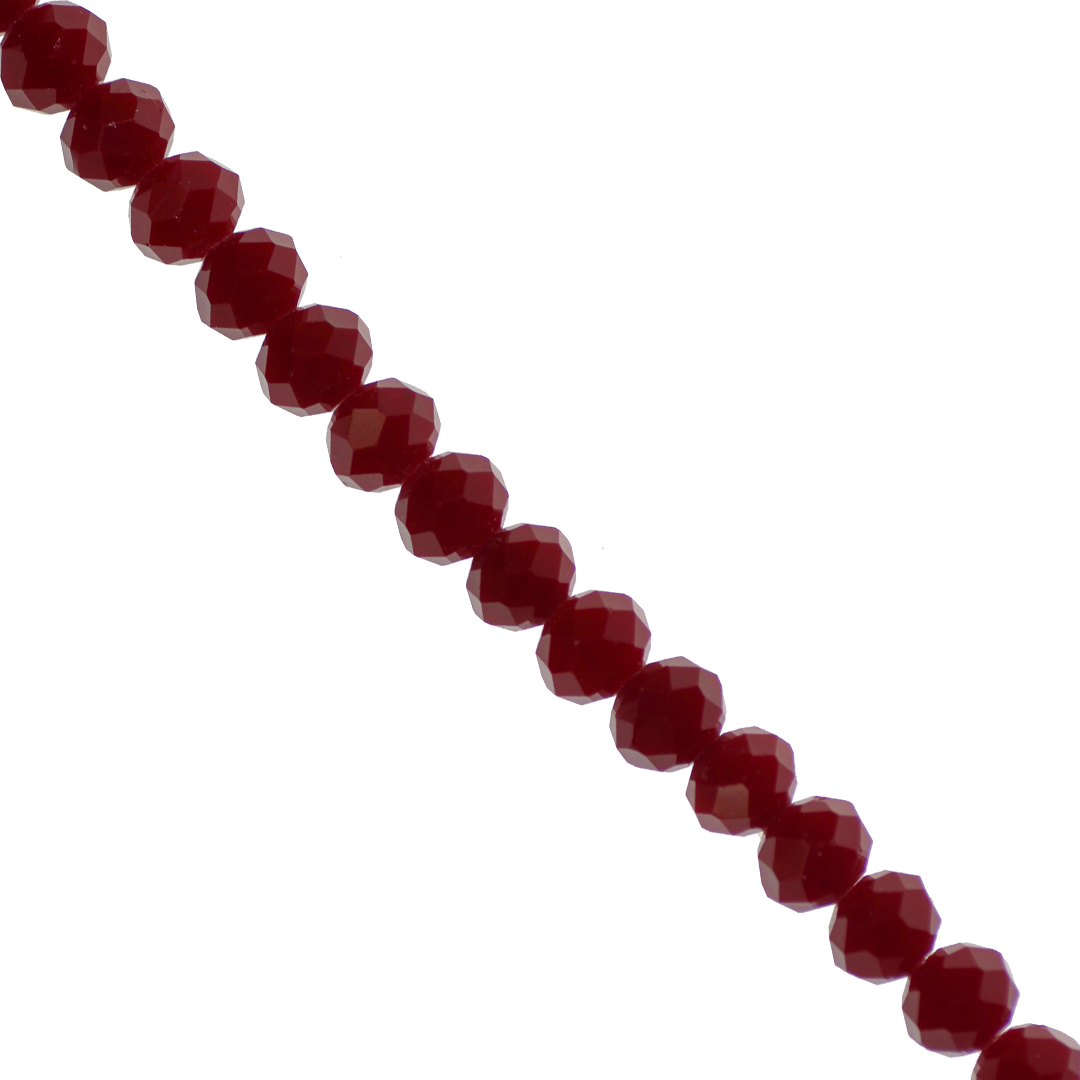 Glass Crystal, Rondelle, Dark Red Opaque, 8mm X 6mm, 65 pcs per strand
