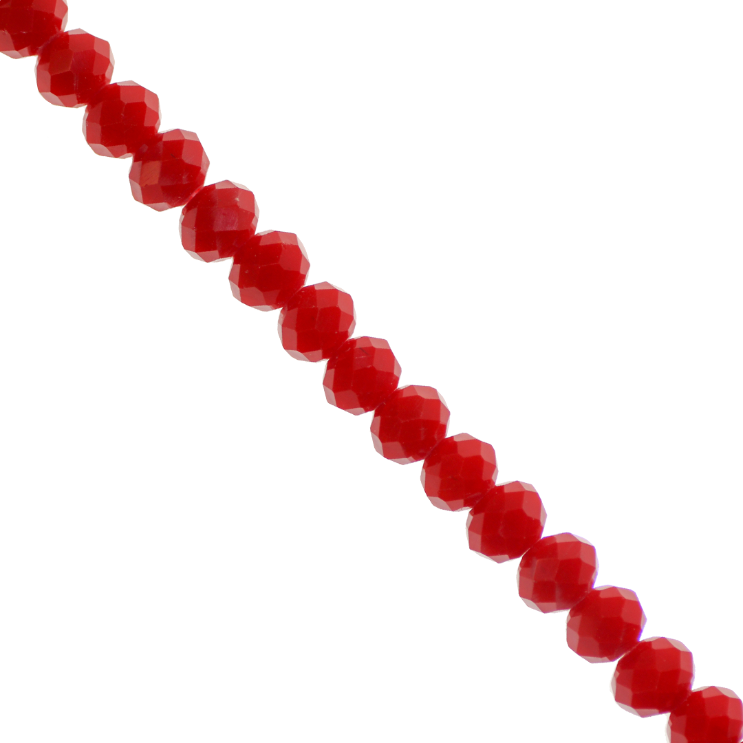 Glass Crystal Beads, Rondelle, Red Opaque, 8mm X 6mm, Approx 65+ pcs per strand
