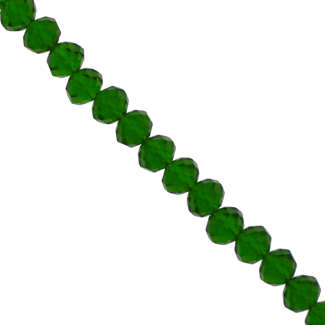 Glass Crystal, Rondelle, Green, 8mm X 6mm, 65 pcs per strand