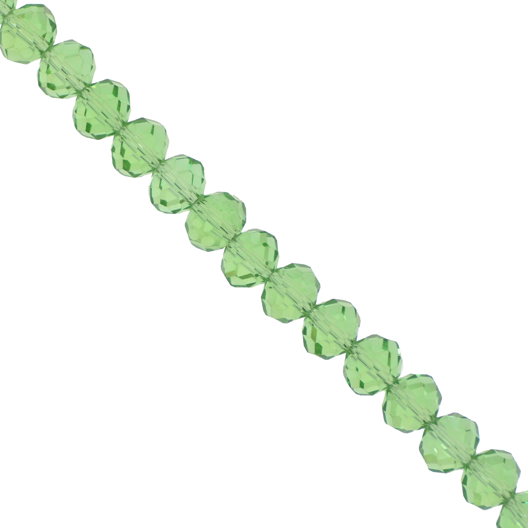 Glass Crystal Beads, Rondelle, Light Green, 6mm X 4mm, Approx 87+ pcs per strand