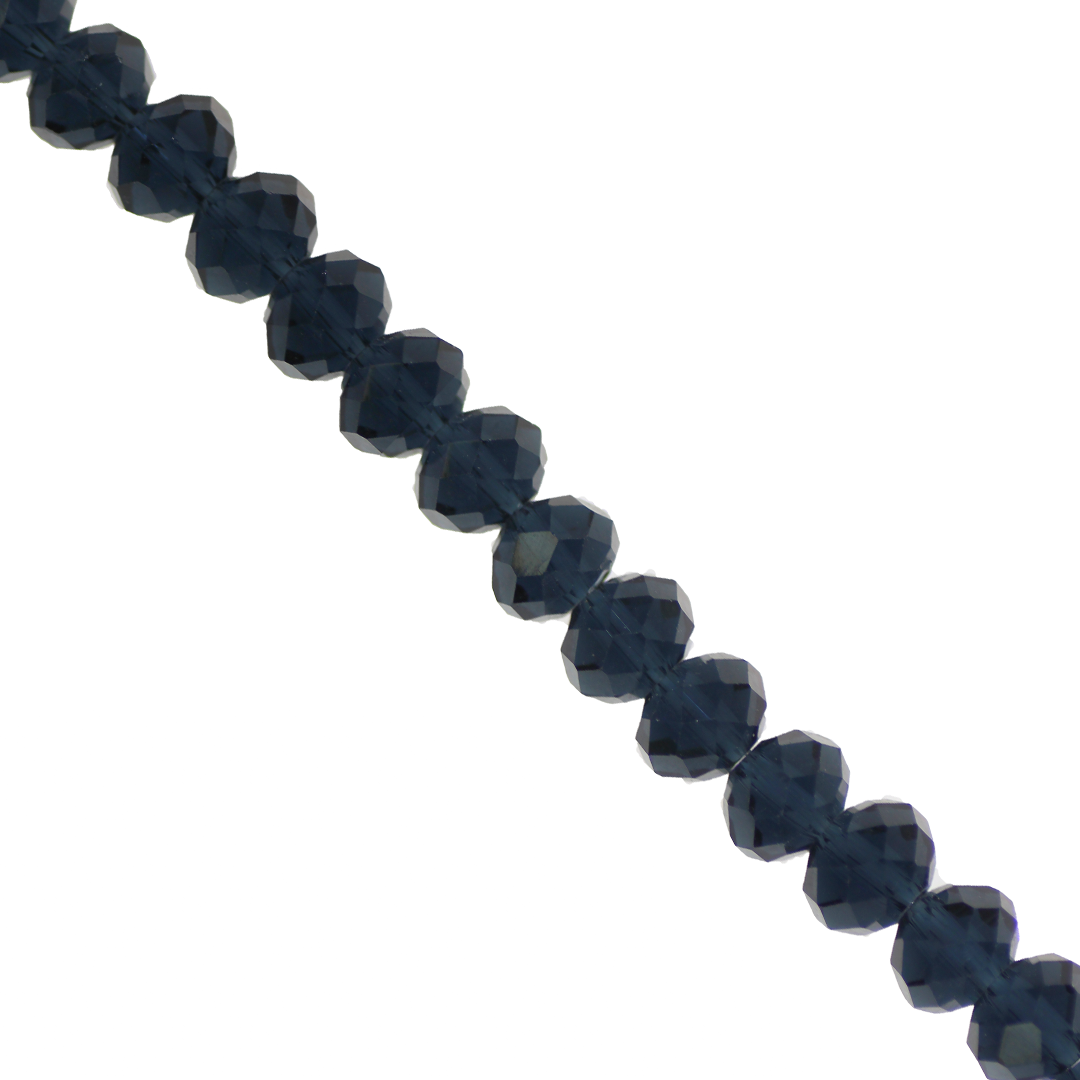 Glass Crystal Beads, Rondelle, Navy Blue, 8mm X 6mm, Approx 65+ pcs per strand