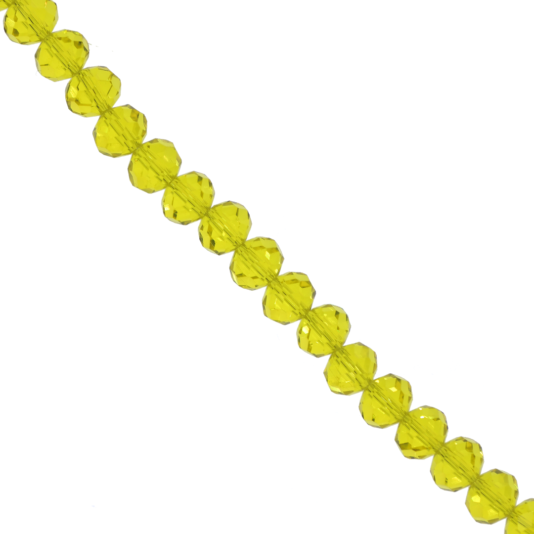Glass Crystal, Round, Yellow, 8mm x 6mm, Approx 70+ pcs per strand